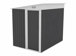 EXPERTLAND Caseta de jardín de metal adosado de acero galvanizado antracita 3,15 m² - DAXTON