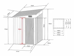 EXPERTLAND Caseta de jardín de metal adosado de acero galvanizado antracita 3,15 m² - DAXTON