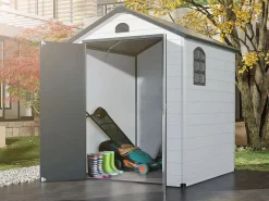 Clearance EXPERTLAND Caseta de jardín de resina gris - superficie 3.65m² - CESIO Gris claro / Gris antracita