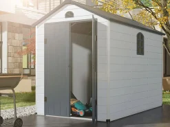 Online EXPERTLAND Caseta de jardín de resina gris - superficie 5.32m² - CESIO Gris claro / Gris antracita