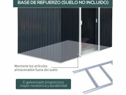 New Outsunny Caseta de jardín 277x195x192 cm Gris