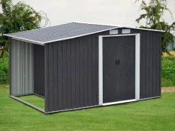 EXPERTLAND Caseta de jardín LERY de 6 m² de acero galvanizado gris Gris antracita