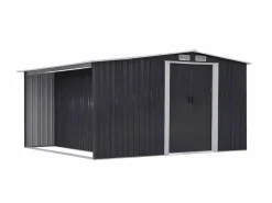 Caseta de jardín LERY de 10,5 m² de acero galvanizado gris Caseta De Jardín