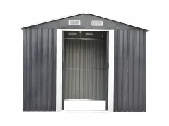 Hot Caseta de jardín MANSO de 6,6 m² de acero galvanizado Gris Caseta De Jardín