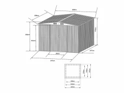 Hot Caseta de jardín MANSO de 6,6 m² de acero galvanizado Gris Caseta De Jardín