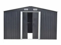 New Caseta de jardín MANSO de 12,5 m² de acero galvanizado Gris Caseta De Jardín