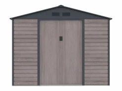 EXPERTLAND Caseta de jardín metal de acero galvanizado efecto madera gris 7,17 m² ADELMO