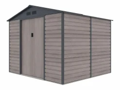 EXPERTLAND Caseta de jardín metal de acero galvanizado efecto madera gris 7,17 m² ADELMO