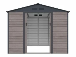 EXPERTLAND Caseta de jardín metal de acero galvanizado efecto madera gris 7,17 m² ADELMO