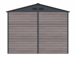 EXPERTLAND Caseta de jardín metal de acero galvanizado efecto madera gris 7,17 m² ADELMO
