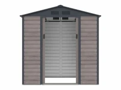 Online Caseta de jardín metal de acero galvanizado efecto madera gris 2,79 m² ADELMO Caseta De Jardín