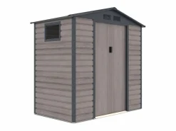 Online Caseta de jardín metal de acero galvanizado efecto madera gris 2,79 m² ADELMO Caseta De Jardín