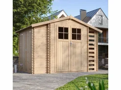 Discount Caseta de madera con leñera y trastero con suelo - 3.53+0.97+0.97 m² - M389F+M389G Caseta De Jardín