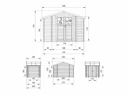 Discount Caseta de madera con leñera y trastero con suelo - 3.53+0.97+0.97 m² - M389F+M389G Caseta De Jardín