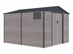 Hot Caseta jardín acero galvanizado efecto madera - 8,94 m² - ideal para herramientas- ADELMO Caseta De Jardín