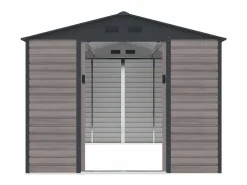 Hot Caseta jardín acero galvanizado efecto madera - 8,94 m² - ideal para herramientas- ADELMO Caseta De Jardín