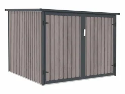 Outlet EXPERTLAND Caseta para bicicletas metal de acero galvanizado efecto madera 4 m² para 4 bicicletas NIKI Color natural oscuro
