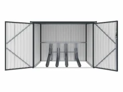 Outlet EXPERTLAND Caseta para bicicletas metal de acero galvanizado efecto madera 4 m² para 4 bicicletas NIKI Color natural oscuro