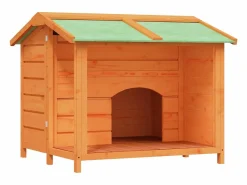 Caseta para perros madera maciza de pino marrón 96x87x80,5 cm Seguridad Para Mascotas