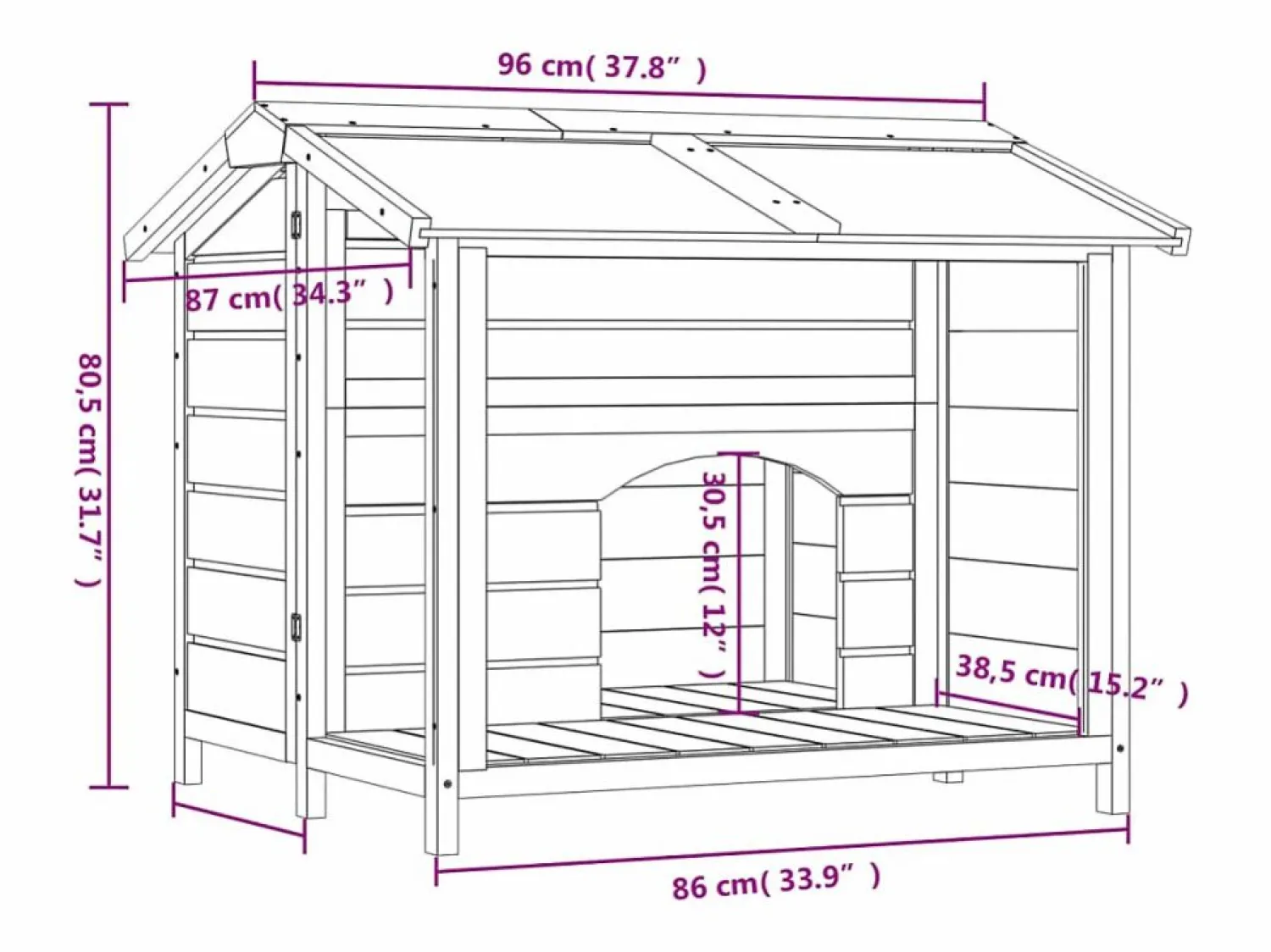Caseta para perros madera maciza de pino marrón 96x87x80,5 cm Seguridad Para Mascotas
