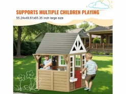 Discount Casita de Juegos Infantil SucceBuy de Madera con Puerta, Ventana y Lavabo