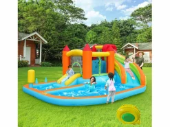 New Merax Castillo inflable 8 en 1 para niños - 460 x 343 x 190 cm - Oxford - Con ventilador - Naranja