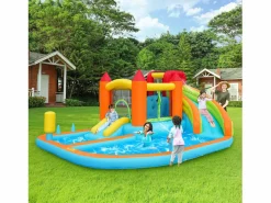 New Merax Castillo inflable 8 en 1 para niños - 460 x 343 x 190 cm - Oxford - Con ventilador - Naranja