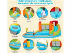 New Merax Castillo inflable 8 en 1 para niños - 460 x 343 x 190 cm - Oxford - Con ventilador - Naranja