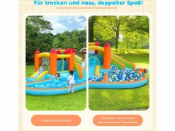 New Merax Castillo inflable 8 en 1 para niños - 460 x 343 x 190 cm - Oxford - Con ventilador - Naranja