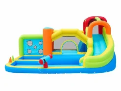 DripeX Castillo inflable con trampolines, ventilador, deslizamiento, cesta de baloncesto, de 3 a 8 años, 410x315x203cm