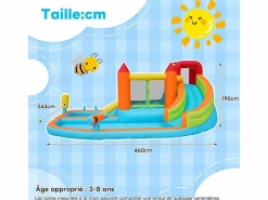 Hot DripeX Castillo inflable con ventilador, piscina, tobogán, pistola de agua - de 3 a 8 años - carga máxima de 180 kg - 460x343x190cm Naranja