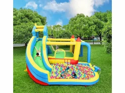 DripeX Castillo inflable para niños de 3 a 10 años, con soplador - carga máxima de 135 kg - 364x315x239cm Azul