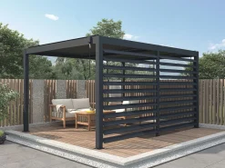 Hot EXPERTLAND Celosía de aluminio para pérgola bioclimática, Ancho 3,68 x Alt. 2,2 m, BOLSENA Gris antracita