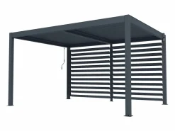 Hot EXPERTLAND Celosía de aluminio para pérgola bioclimática, Ancho 3,68 x Alt. 2,2 m, BOLSENA Gris antracita
