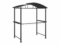 Outlet Cenador barbacoa y estantes laterales antracita 210x114x230cm acero Gris