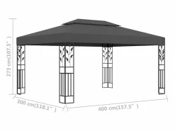 New Cenador con doble techo 3x4 m Antracita Gris