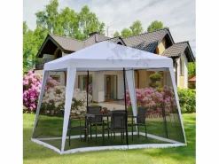 Clearance Cenador de jardín con mosquitera, estructura de metal, poliéster, (300x300x245 cm) Gris