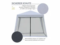 Clearance Cenador de jardín con mosquitera, estructura de metal, poliéster, (300x300x245 cm) Gris