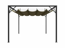 Outlet Cenador de jardín con techo retráctil gris taupe 3x3m 180 g/m² ES386734 Pérgola
