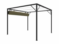 Outlet Cenador de jardín con techo retráctil gris taupe 3x3m 180 g/m² ES386734 Pérgola