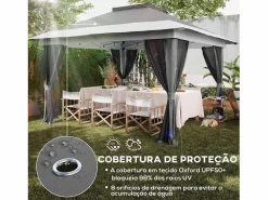 Best Cenador Dhile plegable + cortinas removibles gris oscuro 280x356 cm Cenador Y Quiosco