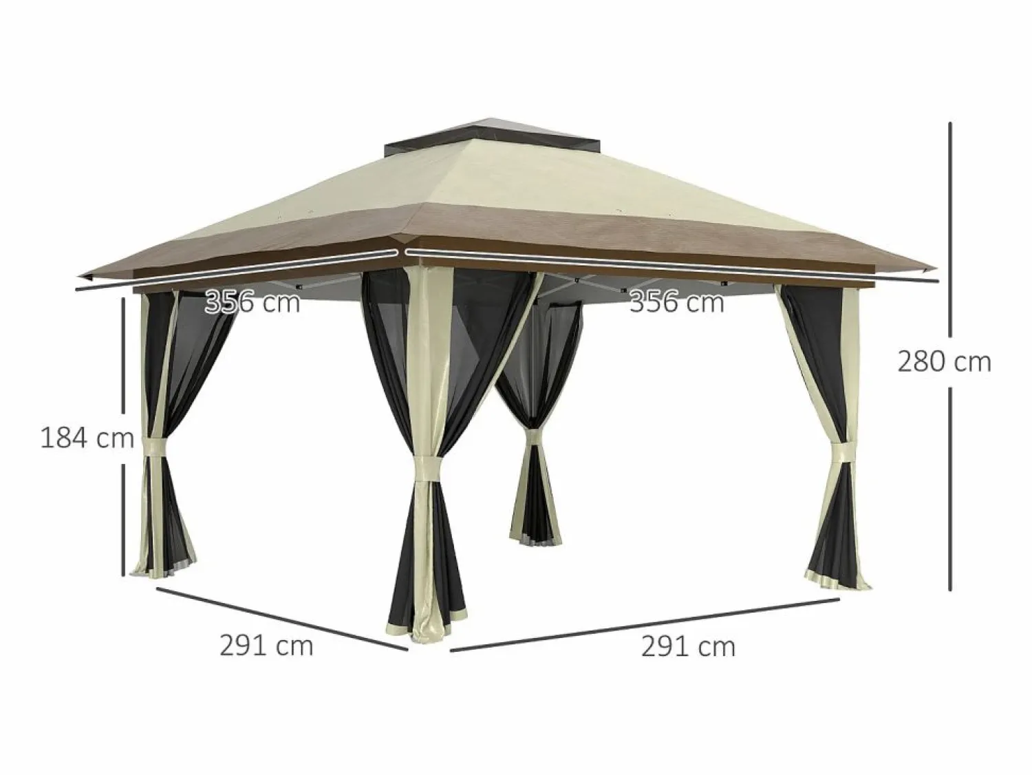 Outsunny Cenador Dhile plegable + cortinas removibles crema 280x356 cm