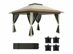 Outsunny Cenador Dhile plegable + cortinas removibles crema 280x356 cm