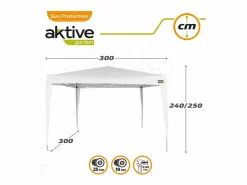 New Cenador plegable Aktive poliéster 250x300x300 cm Blanco