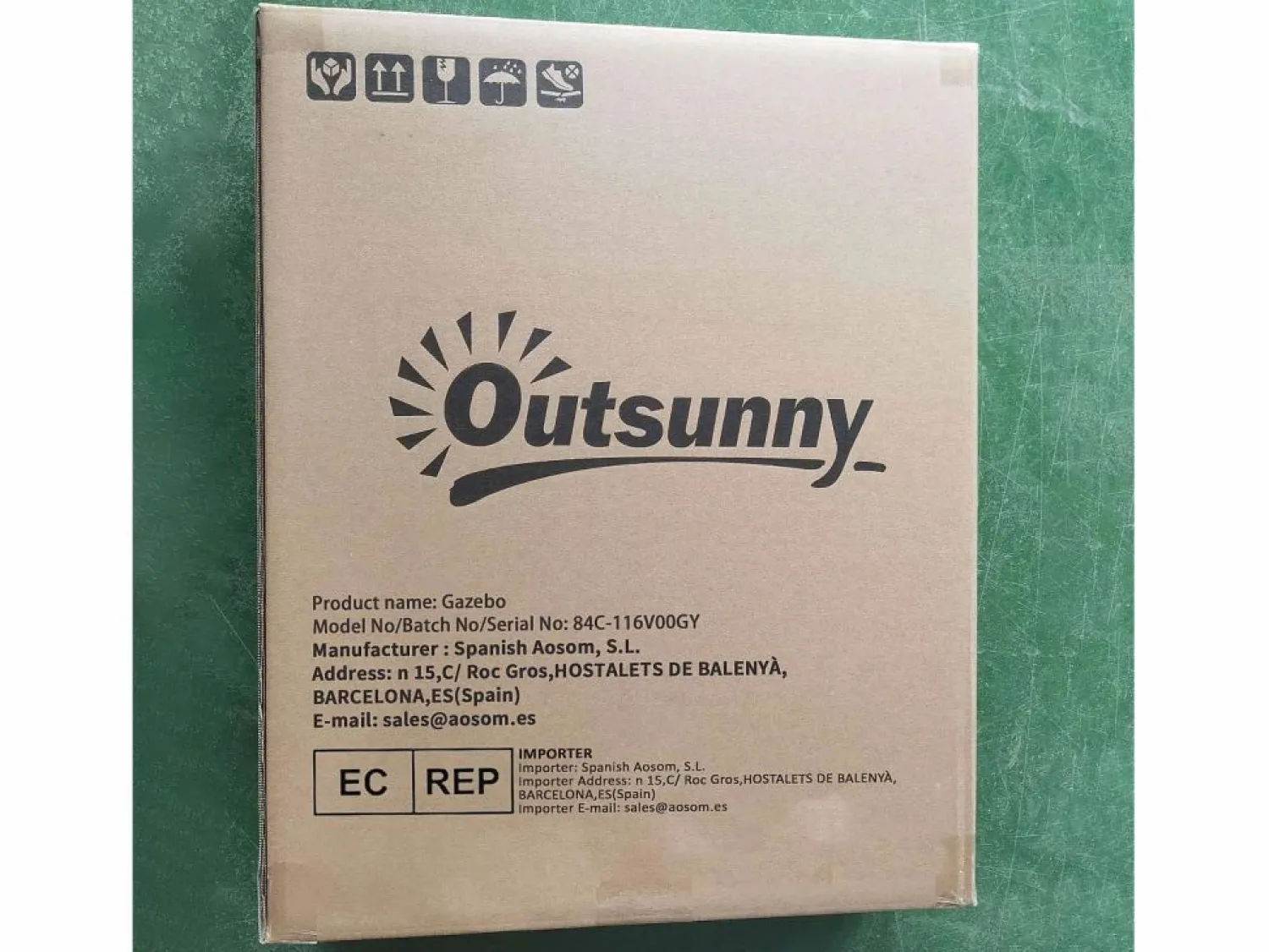 Outlet Outsunny Cenador Tenerife cortinas extraíbles + orificios de drenaje 272x400x300 cm Gris