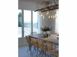 Centro de mesa decorativo Ciclamino Ø38 cm en hierro color marfil y bronce Diseño floral moderno para mesa o salón Made in Italy