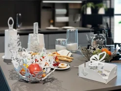 Centro de mesa pequeño Farfalloso Ø31 cm en mármol hierro perforado Diseño moderno con mariposas elegante decoración de mesa Made in Italy