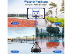 New DripeX Cesta de baloncesto, altura ajustable 147-260 cm, con PC de pared posterior de 83x53 cm y base ampliada, 2 ruedas, para niños/adultos-86x83x260cm Azul