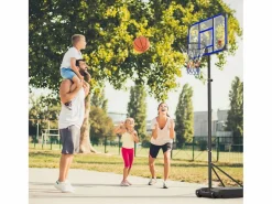 New DripeX Cesta de baloncesto, altura ajustable 147-260 cm, con PC de pared posterior de 83x53 cm y base ampliada, 2 ruedas, para niños/adultos-86x83x260cm Azul