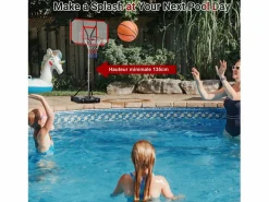 DripeX Cesta de baloncesto, altura ajustable 147-260 cm, con PC de pared posterior de 83x53 cm y base ampliada, 2 ruedas, para niños/adultos-86x83x260cm
